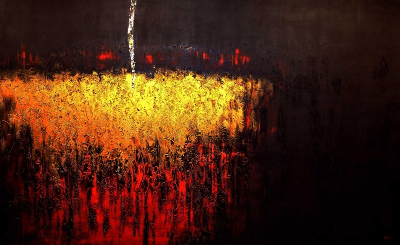 Lights Echo' contemporary acrylic painting by artist Vishal Joshi, 72x120 inch, on canvas