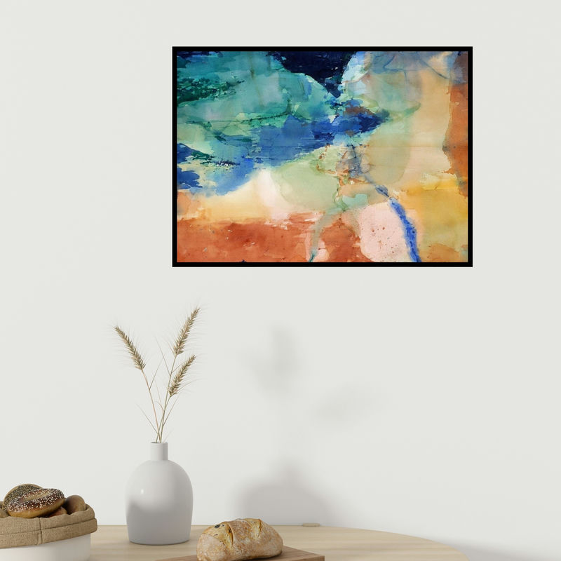 In-situ view of Sajal Sarkar's 'Line Of Control (Abstract Landscape)' painting in a room