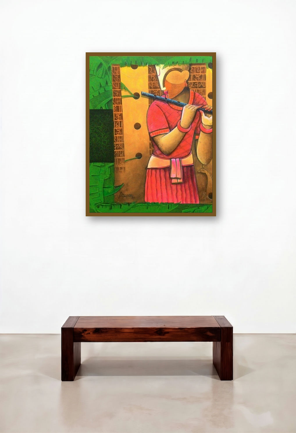 Lingering Echoes by artist Anupam Pal displayed in a Urban Loft Hotel Lobby