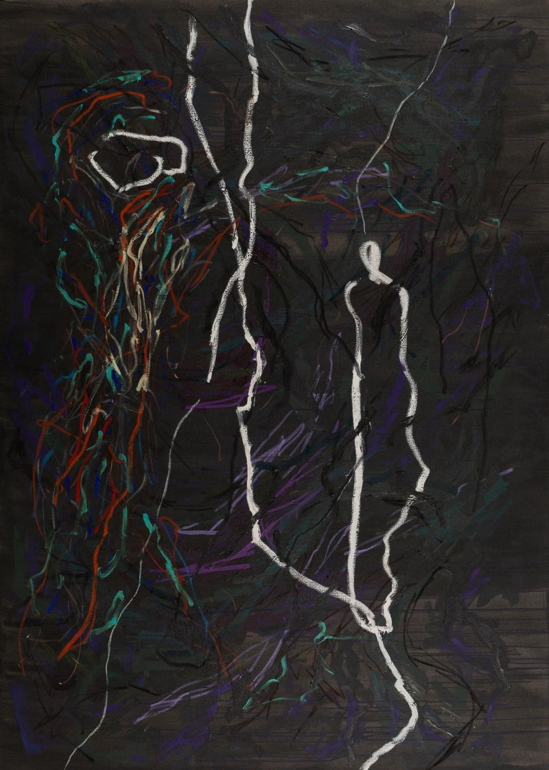 Litany' abstract mixed-media painting by artist Sheena Bajaria, 84x60 inch, on canvas