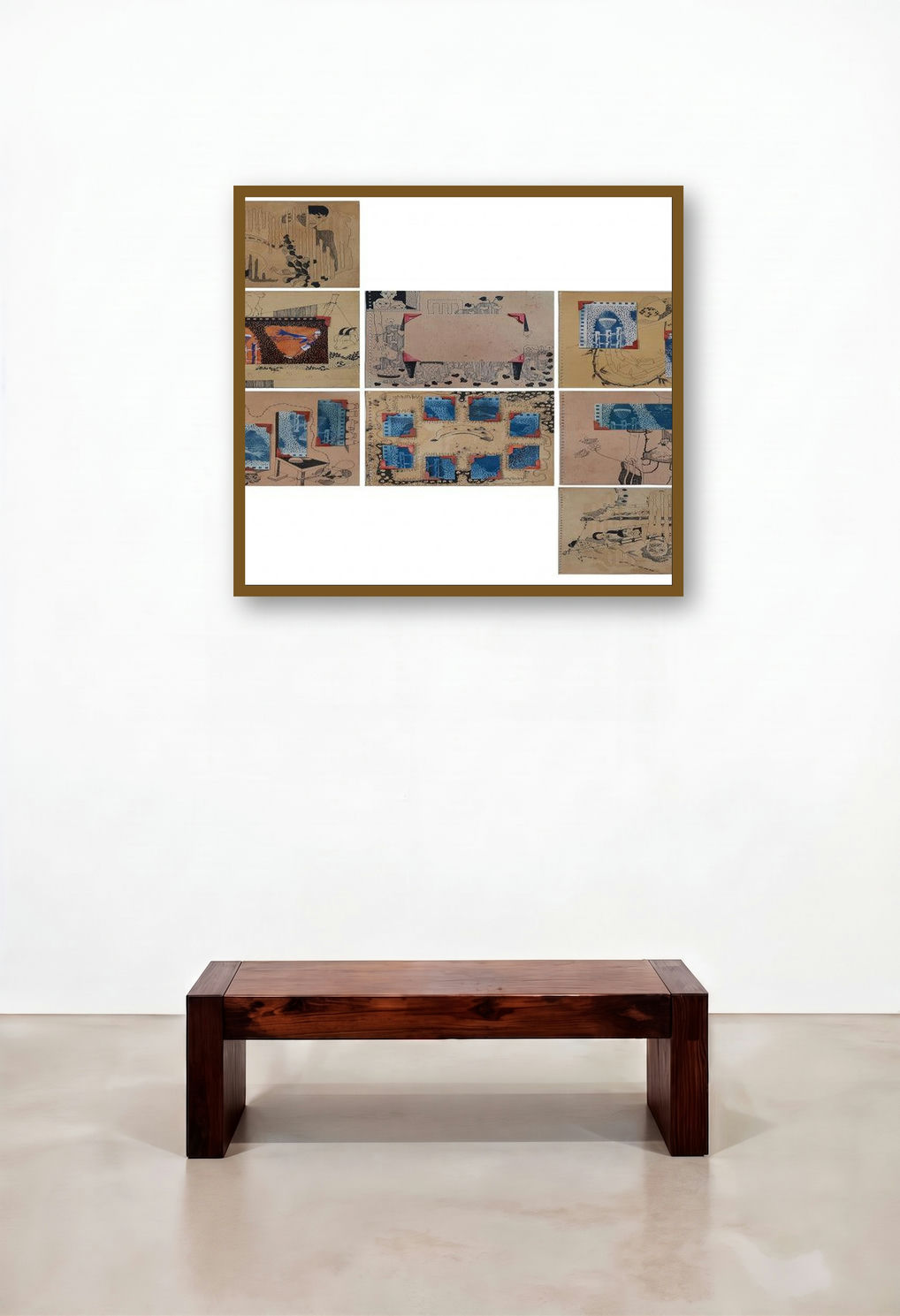Lockdown 2020 (Nine Narratives) by artist Debaroti Seth displayed in a Transitional Family Room