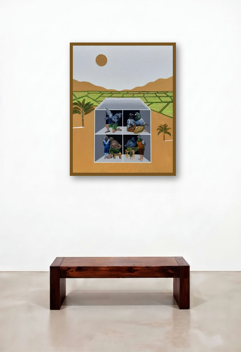 Lockdown 8 (Confinement) by artist Mangesh Kapse displayed in a Modern Home Office