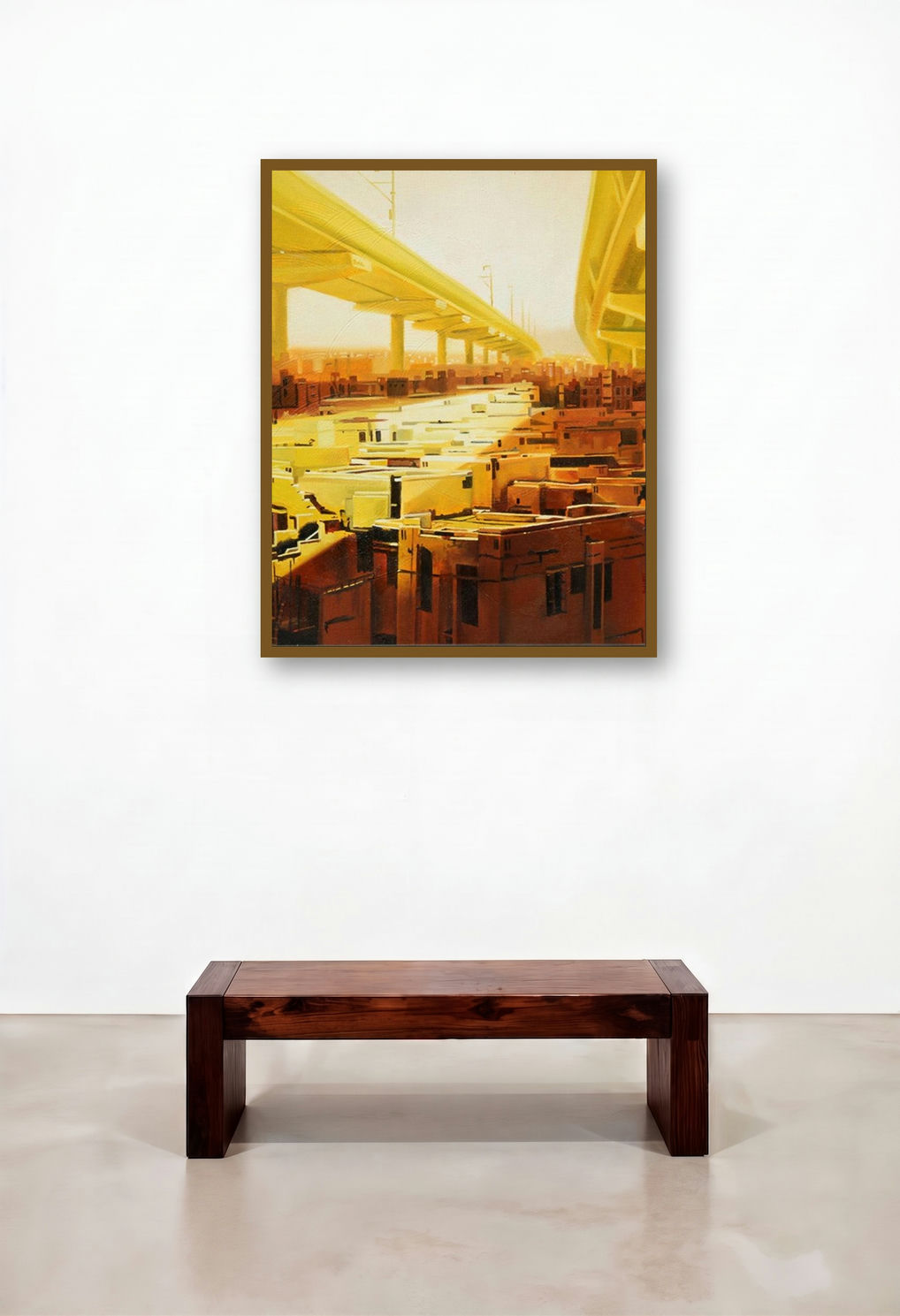 Lockdown (Elevated City) by artist Bhartti Verma displayed in a Art Deco Hallway
