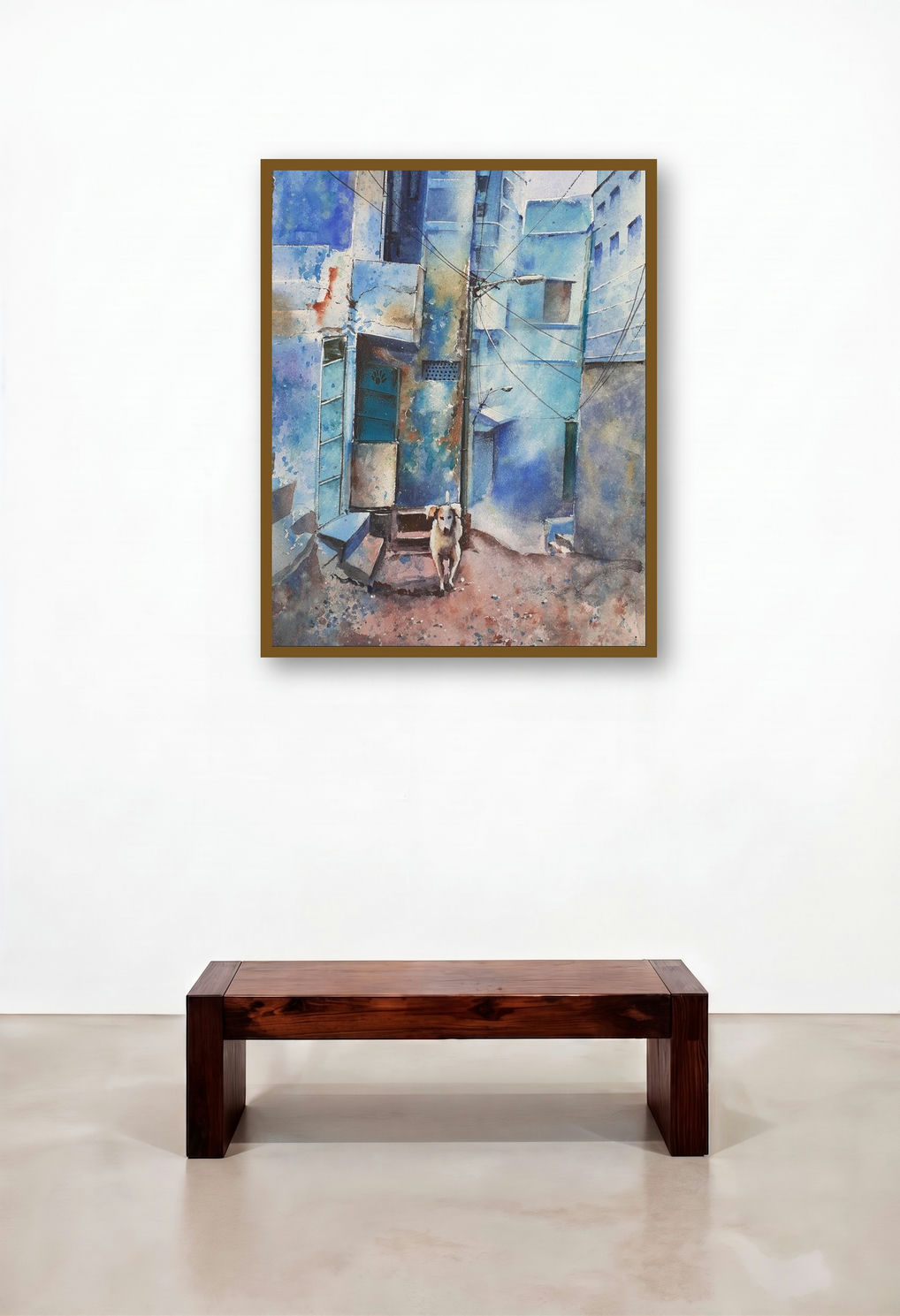 Lockdown In Jodhpur (Urban Guardian) by artist Mrutyunjaya Dash displayed in a Luxury Living Room