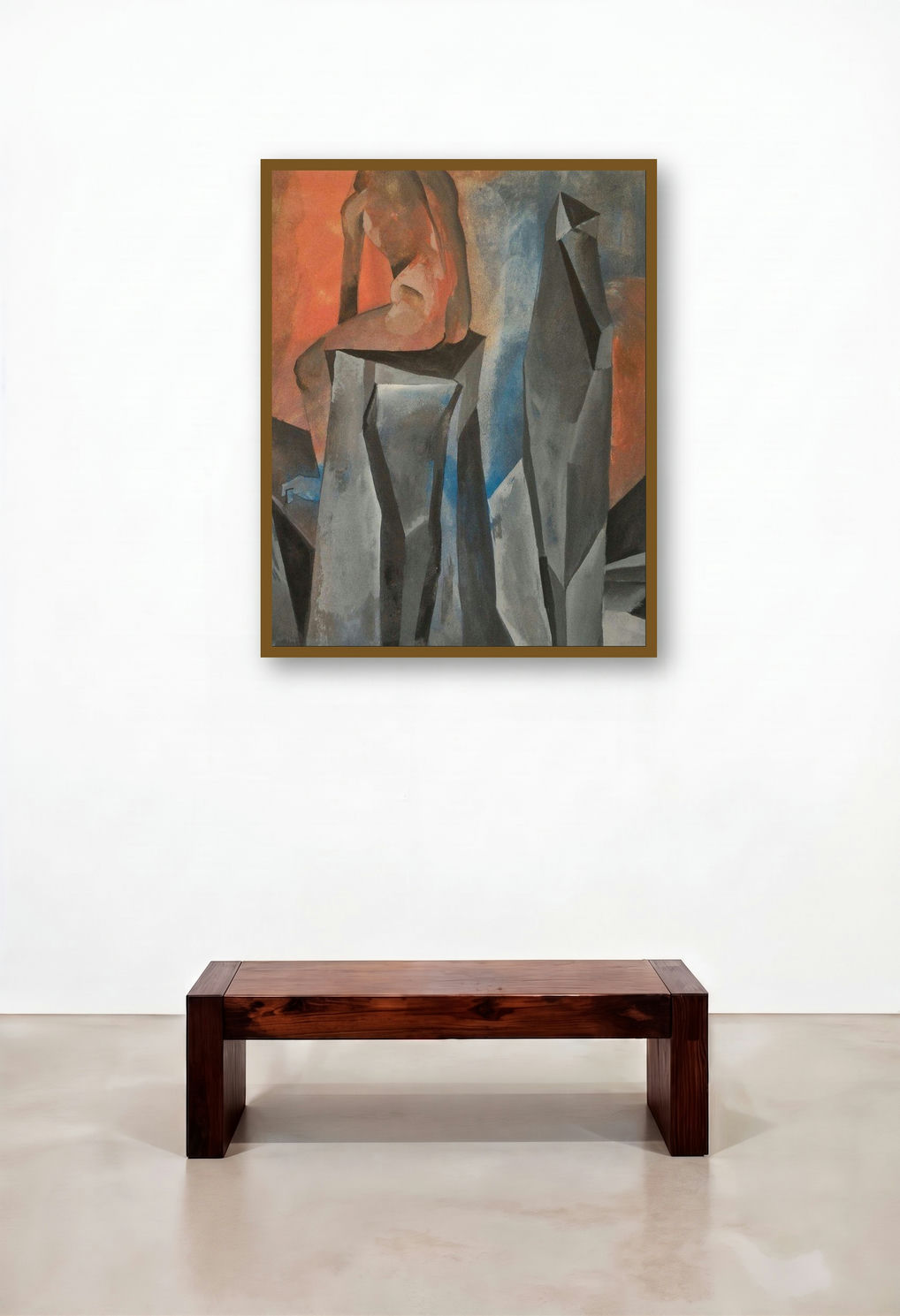Loneliness (Equilibrium) by artist Akashay Avsare displayed in a Mid-Century Modern Foyer