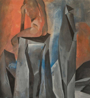 Loneliness (Equilibrium) by Akashay Avsare, Original Watercolor Figurative Painting on Paper, X-Small Square Wall Art