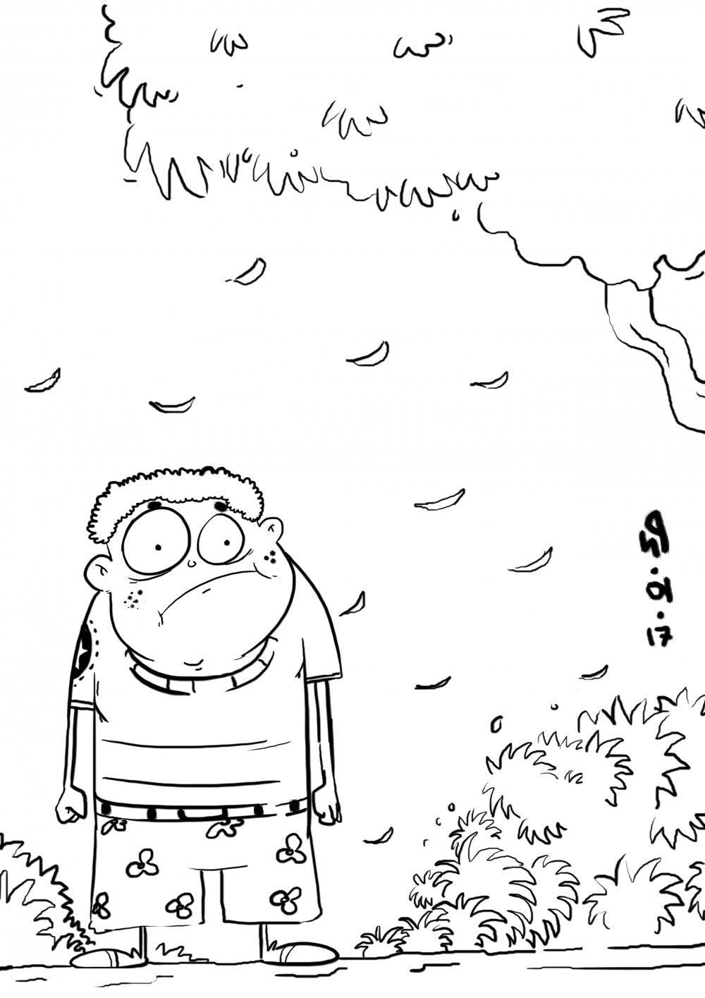 Cartoon Illustration digital art titled 'Lonely', 20x14 inches, by artist Deep Paul on canvas