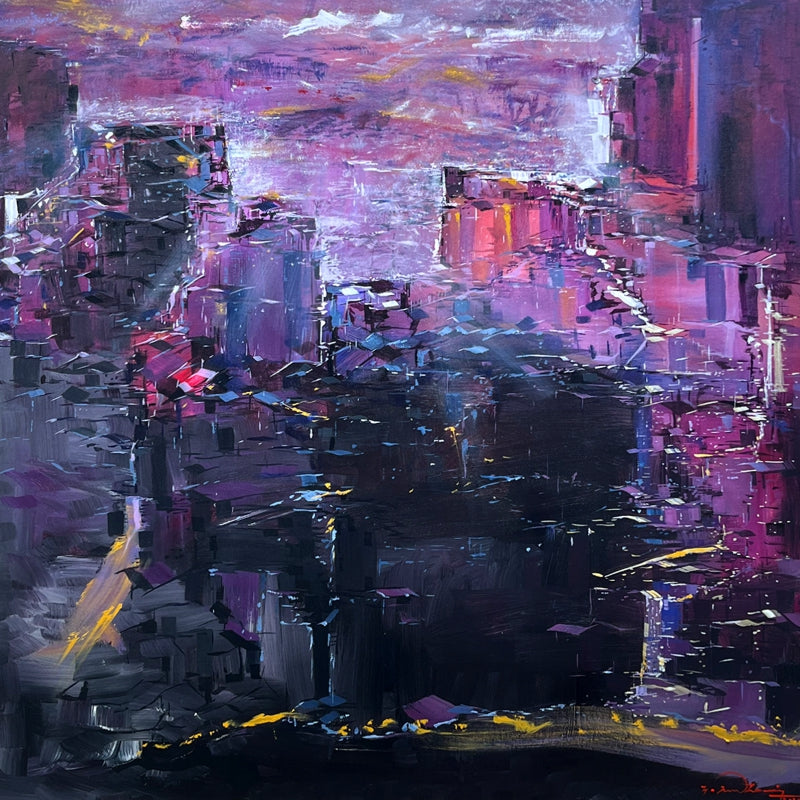 Looking Beyond' abstract acrylic painting by artist Solomon Rajendiran, 48x48 inch, on canvas