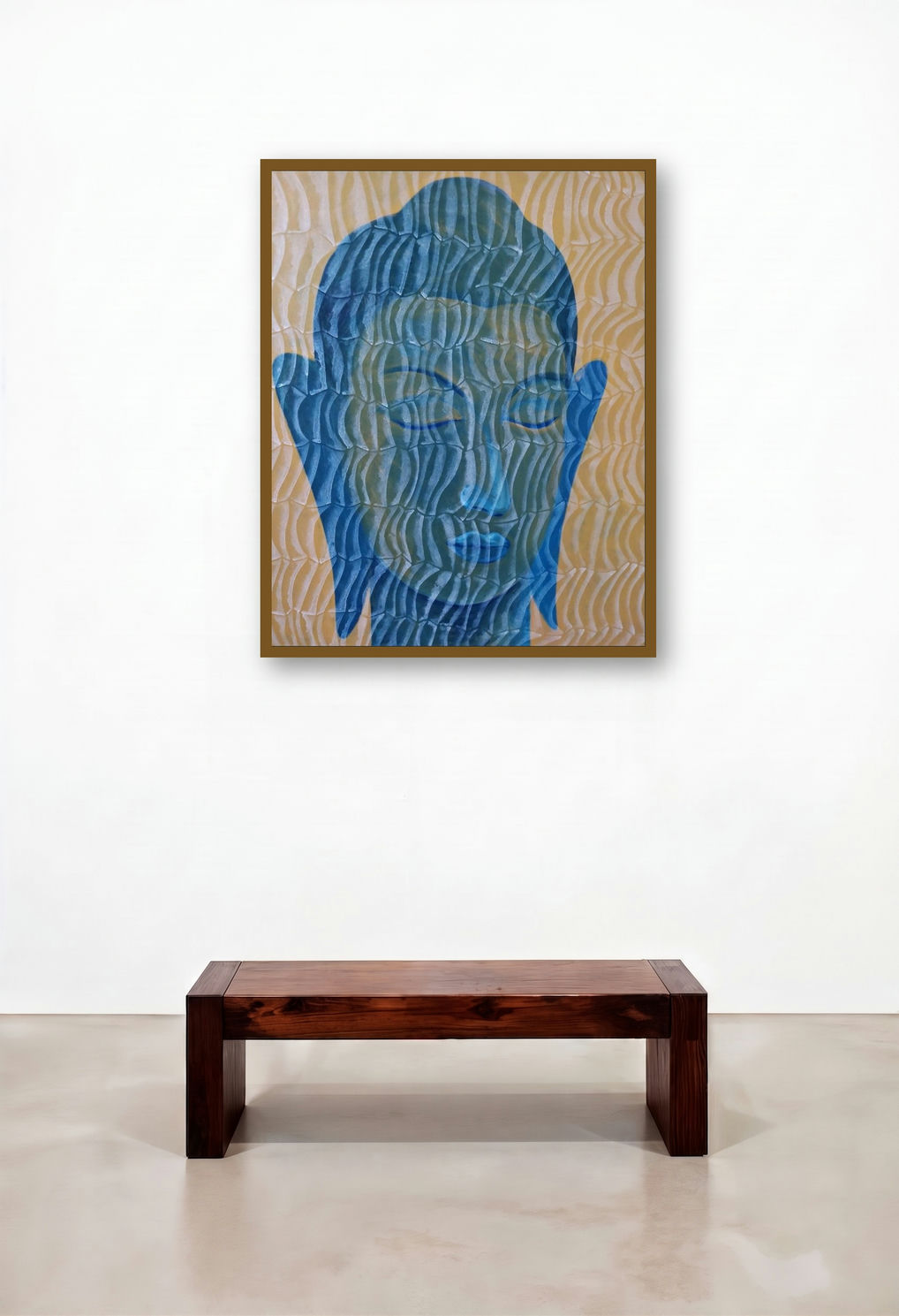 Lord Buddha 2 (Serene Buddha) by artist Rahul Vajale displayed in a Minimalist Dining Room