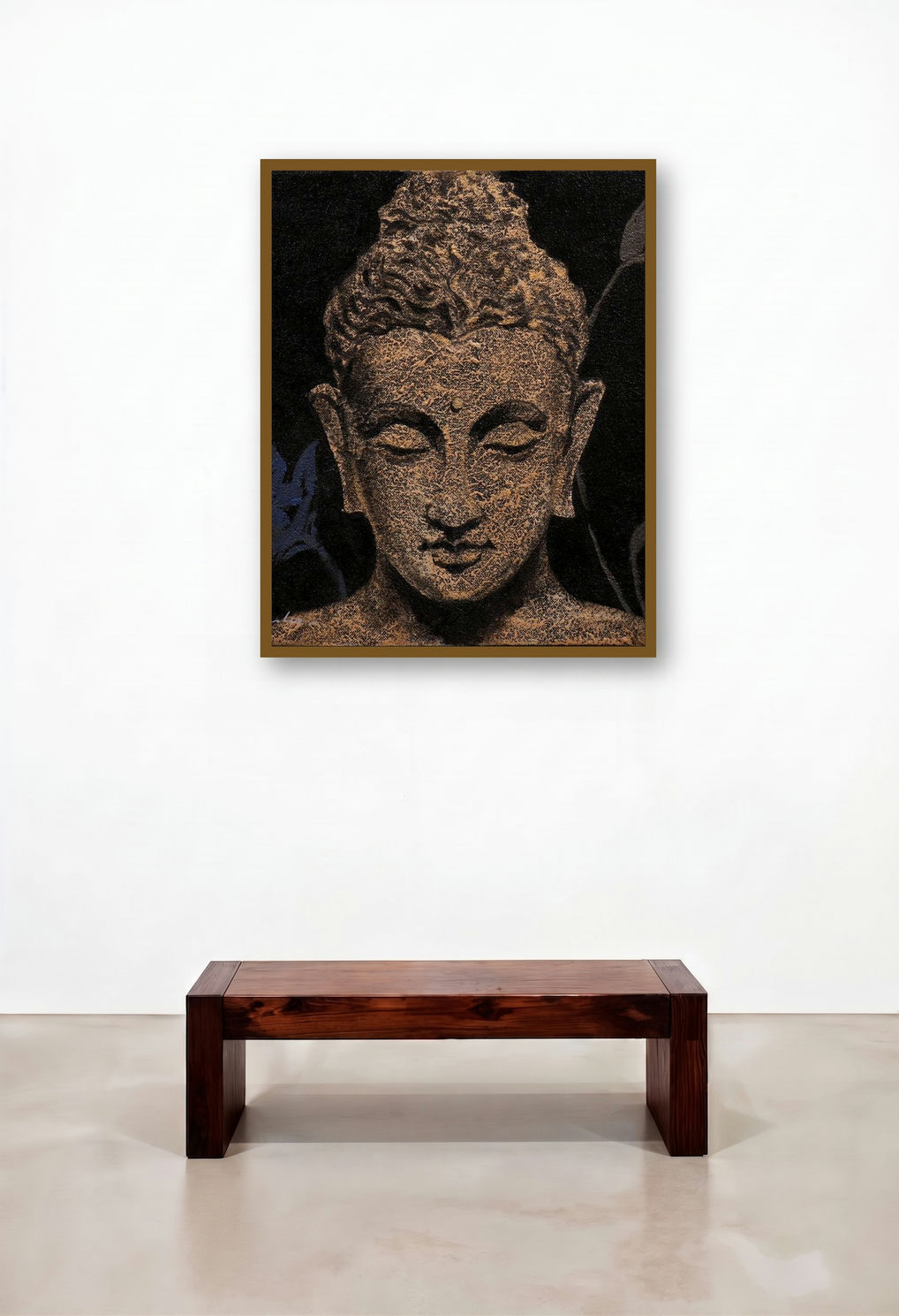 Lord Buddha Meditation 1 (The Tranquil Buddha) by artist Sulakshana Dharmadhikari displayed in a Urban Loft Hallway