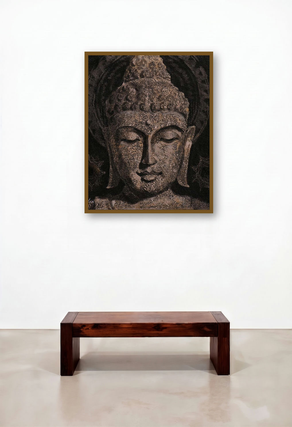 Lord Buddha Meditation 2 (The Peaceful One) by artist Sulakshana Dharmadhikari displayed in a Coastal Bedroom