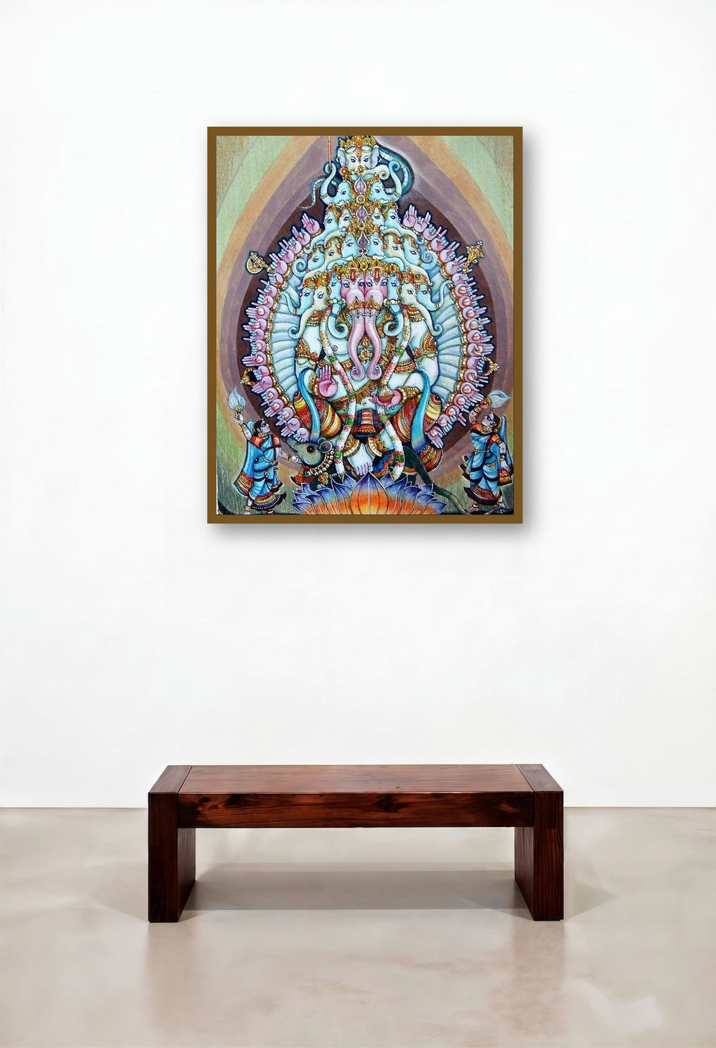 Lord Ganesha 3 (Thirty-Seven Forms of Ganesha) by artist Anand Sonar displayed in a Classic Hotel Suite
