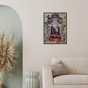 In-situ view of G Subramanian's 'Lord Ganesha (Ganesha: A Collage of Devotion)' painting in a room
