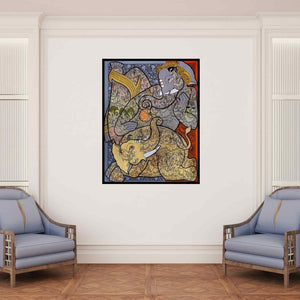 In-situ view of Ramesh Gorjala's 'Lord Ganesha (Ganesha's Divine Grace)' painting in a room