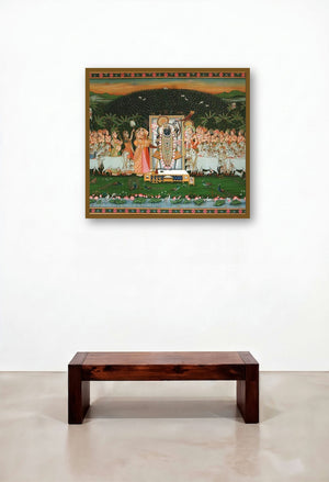 Lord Krishna Sandhya Aarti (Urban Canvas) by artist Rajendra Khanna displayed in a Designer Penthouse