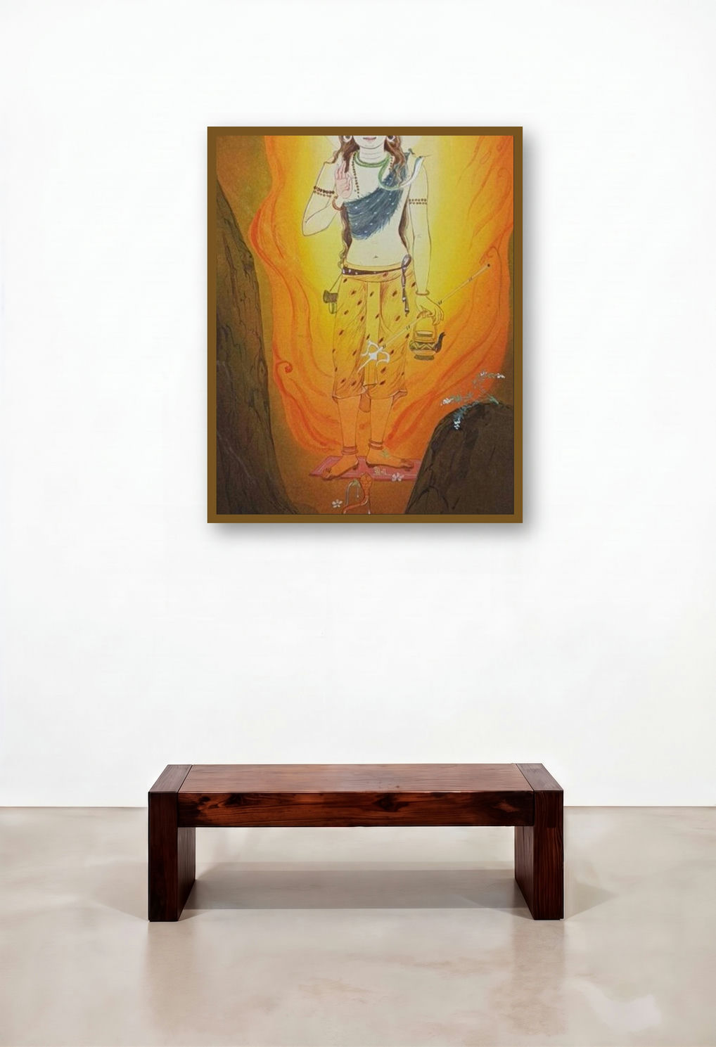 Lord Shiva 1 (The Cosmic Dancer) by artist Rina Roy displayed in a Boutique Hotel Style Study