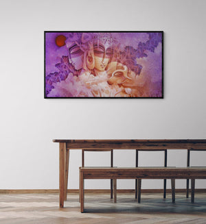 In-situ view of Nityam Singharoy's 'Lost In Romance' painting in a room