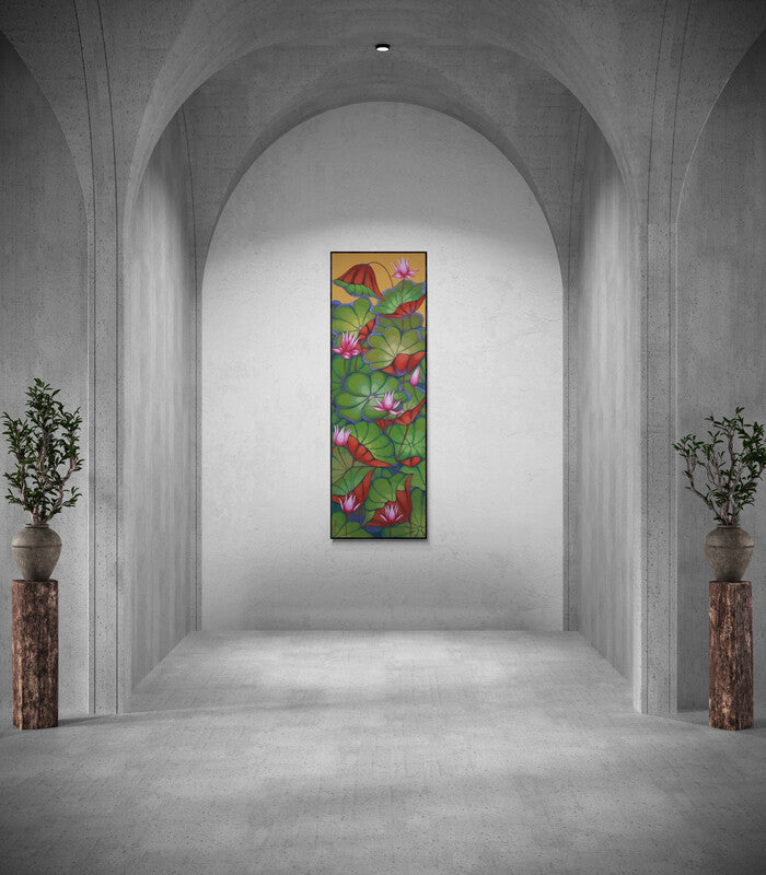In-situ view of Sekhar Roy's 'Lotus 8 (Lotus Serenity)' painting in a room