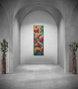 In-situ view of Sekhar Roy's 'Lotus 9 (Lotus Symphony)' painting in a room