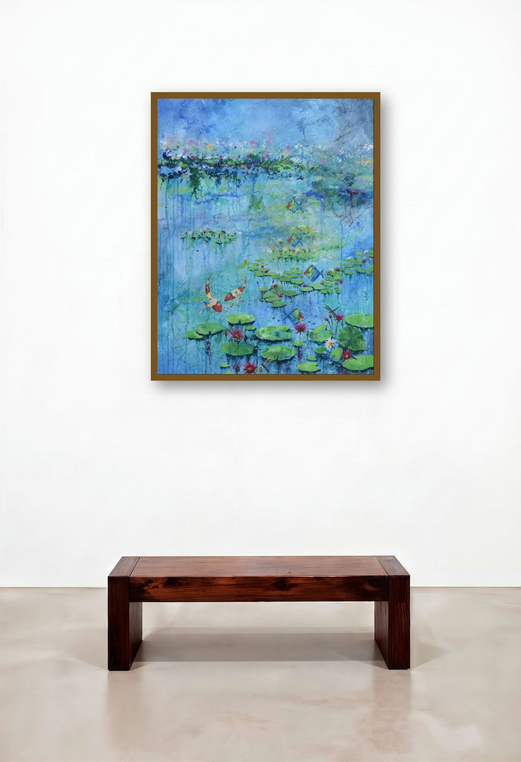 Lotus Pond (Water Garden) by artist Lisha N T displayed in a Industrial Study