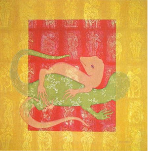 Love 1 by Ram Prasad Halder, Original Tempera Fantasy Painting on Canvas, Large Square Wall Art