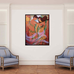 In-situ view of Pallavi Deodhar's 'Love Story 2' painting in a room