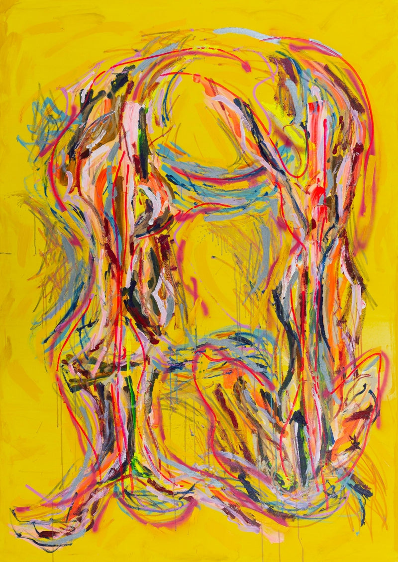 Lucent Spin' abstract mixed-media painting by artist Sheena Bajaria, 84x60 inch, on canvas