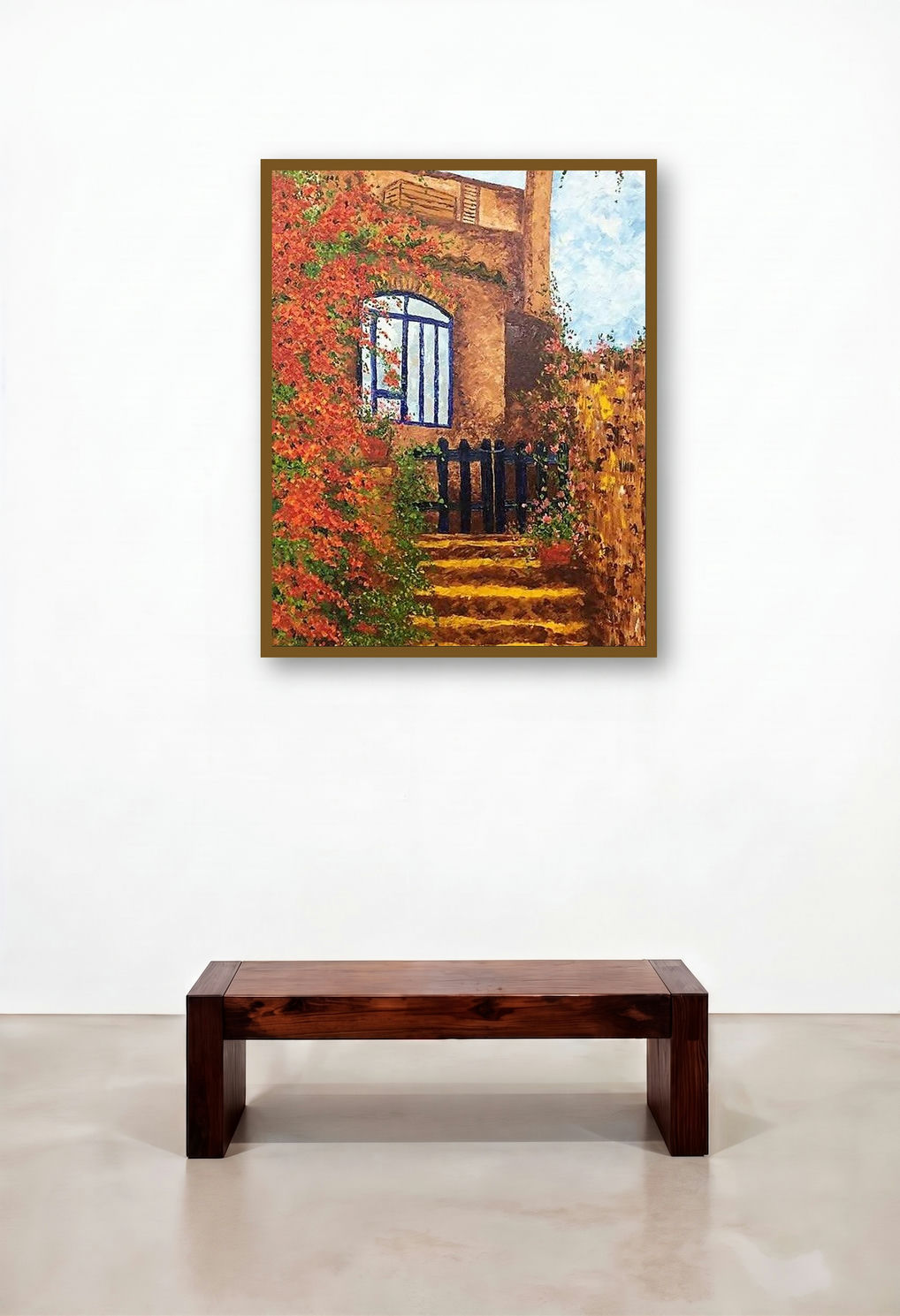 Lustrous (A Hidden Retreat) by artist Shilpi Singh Patel displayed in a Modern Hotel Lobby