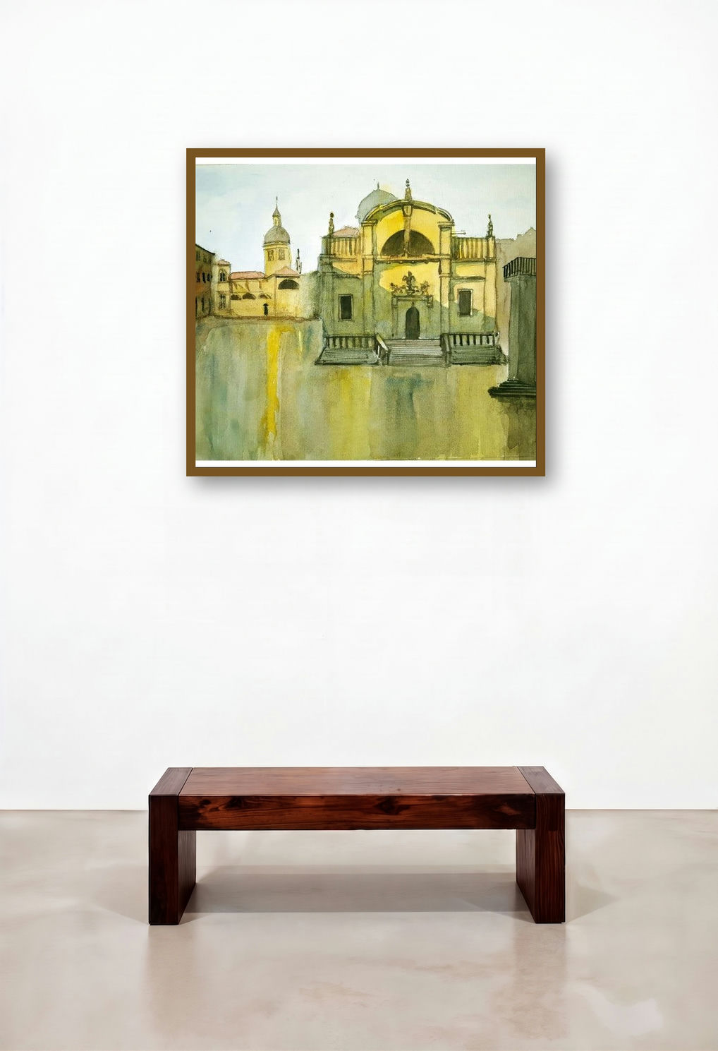 Luza Square Dubrovnik (Piazza San Marco) by artist Arunava Ray displayed in a Minimalist Living Room
