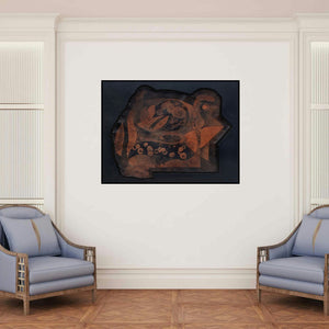 'Machurity 6' painting by Sudip Hazra shown on a wall in a furnished room.