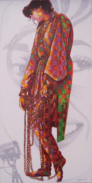 Madhubala (The King of Rock and Roll) by Sonaly Gandhi, Original Acrylic Figurative Painting on Canvas, Large Vertical Wall Art