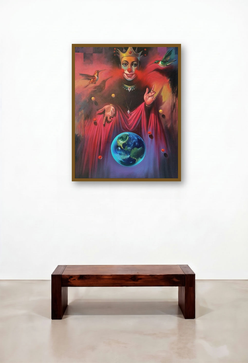 Magician (The Jester King) by artist Bappa Haldar displayed in a Traditional Hotel Suite