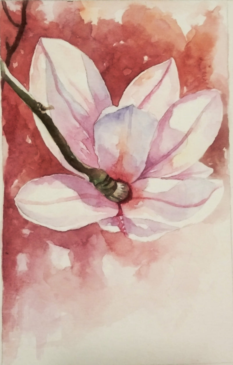 Magnolia' nature watercolor painting by artist Anjana Sihag, 9x6 inch, on paper