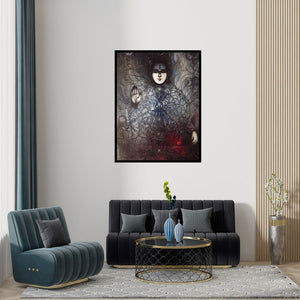 Preview of 'Mahadev (Shiva Cosmic Meditation)' Painting by Arabinda Samanta shown on a wall in a furnished room.