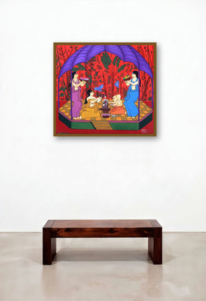 Mahashivratri (Divine Offering) by artist Chetan Katigar displayed in a Eclectic Home Office
