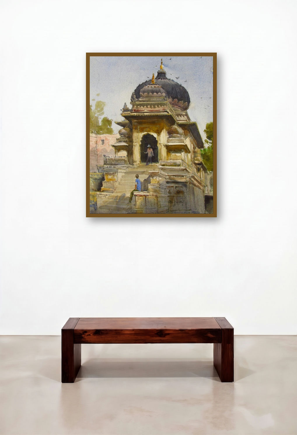 Maheshwar (Sacred Haven) by artist Bhargavkumar Kulkarni displayed in a Mid-Century Modern Home Office