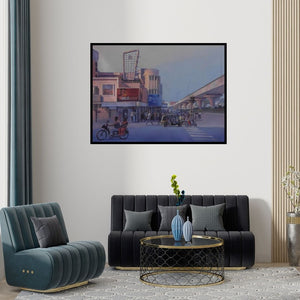 Preview of 'Majestic Nagpur (Untitled)' Painting by Bijay Biswaal shown on a wall in a furnished room.