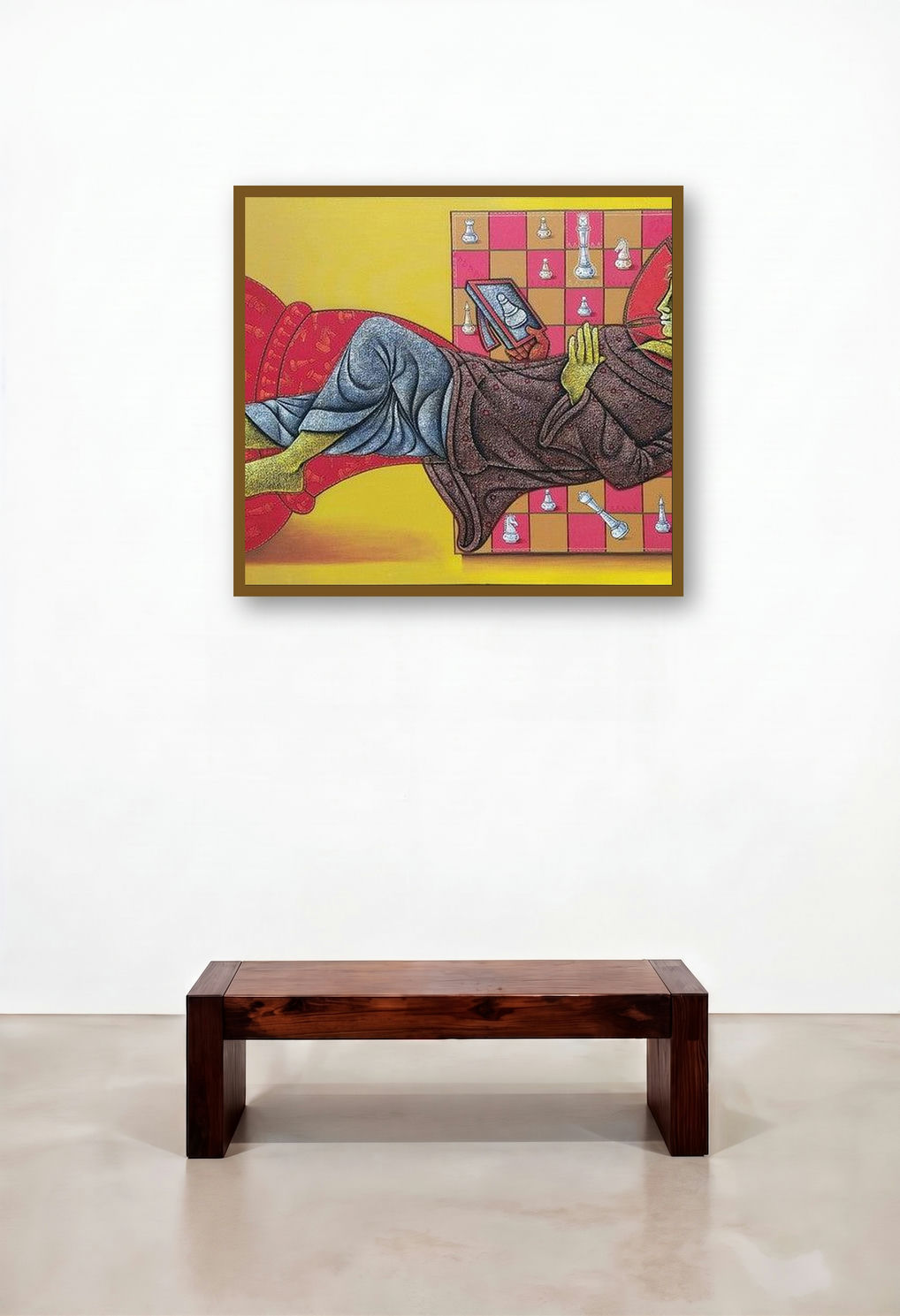 Make Being King (Modern Strategist) by artist Satyajeet Shinde displayed in a Traditional Hotel Lobby
