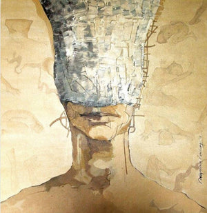 Make Sure You Breathe Well (The Mask We Wear) by Satyabrata Adhikary, Original Acrylic Contemporary Painting on Canvas, Small Square Wall Art