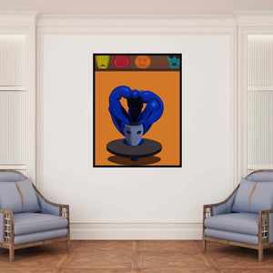 In-situ view of Jayanta Bhattacharya's 'Making Of Heads (Masks and Creation)' painting in a room