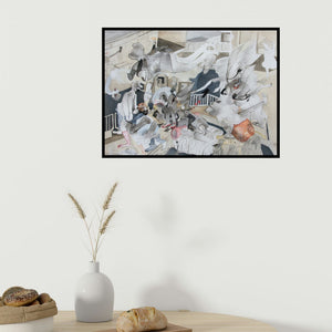 In-situ view of Susmita Chowdhury's 'The Man With Twisted Brain 2 (A Chaotic Ballet)' painting in a room