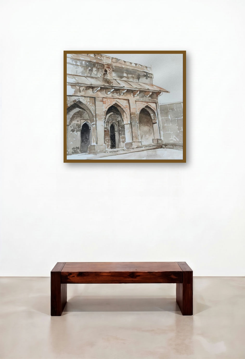 Manav (Echoes of the Past) by artist Dhirendra Mandge displayed in a Contemporary Living Room