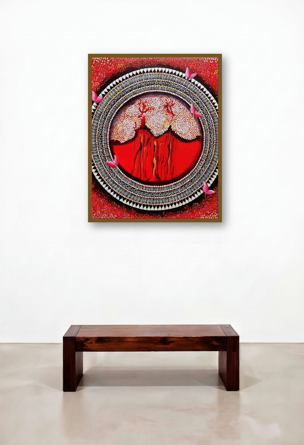 Mandala A Soul Connection 5 (A Tapestry of Life) by artist Nitu Chhajer displayed in a Modern Study