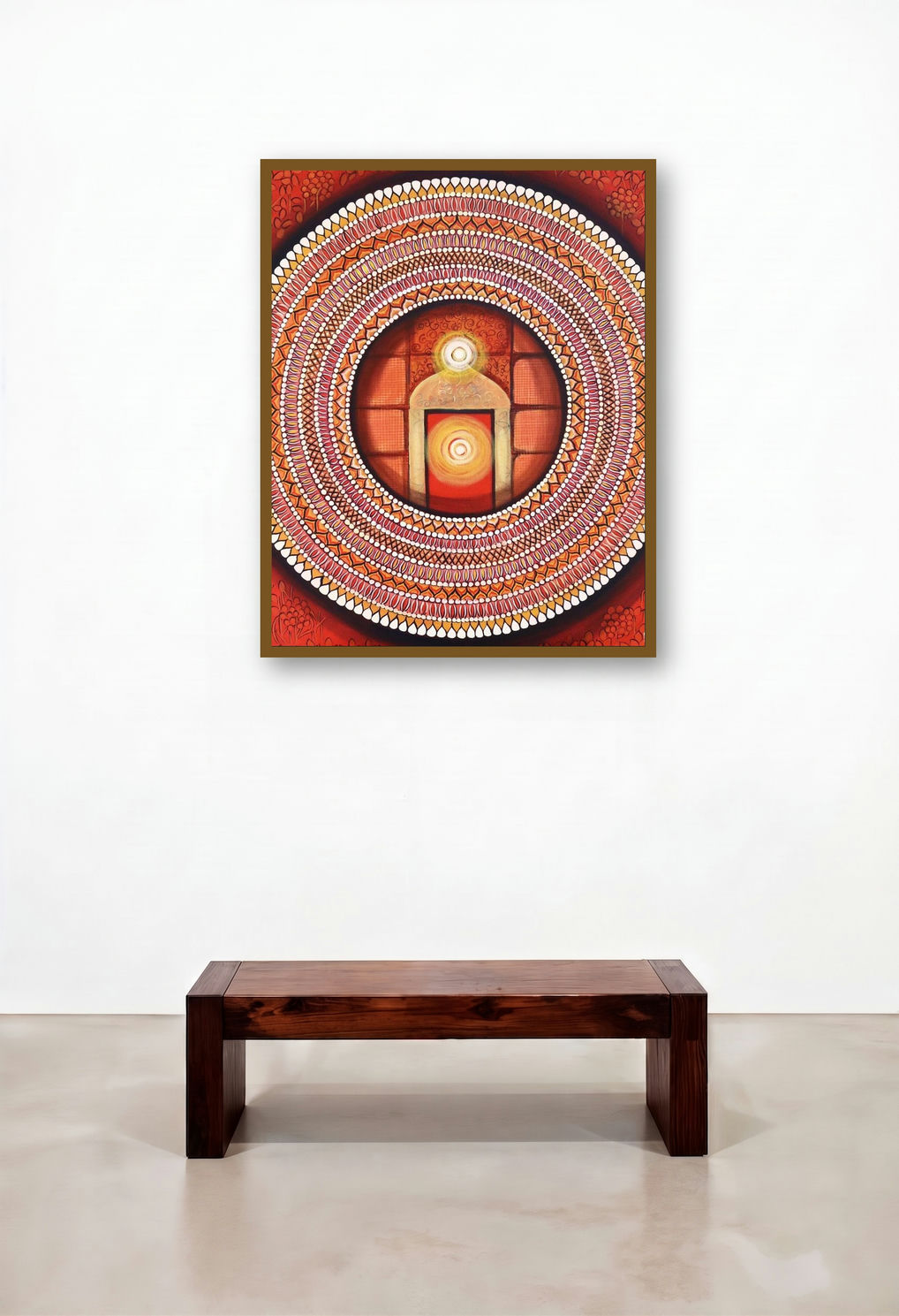Mandala Awekening Light Inside A (The Path Within) by artist Nitu Chhajer displayed in a Classic Family Room