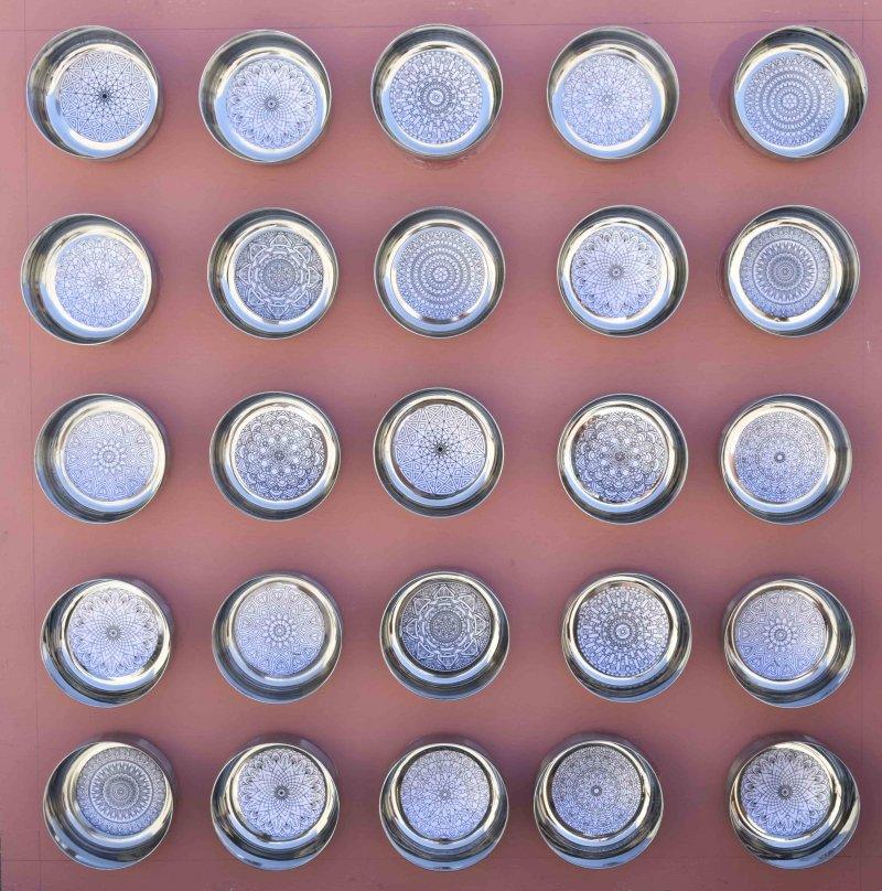 Abstract mixed media titled 'Mandala Series No 2', 24x24 inches, by artist Sumit Mehndiratta on Wood