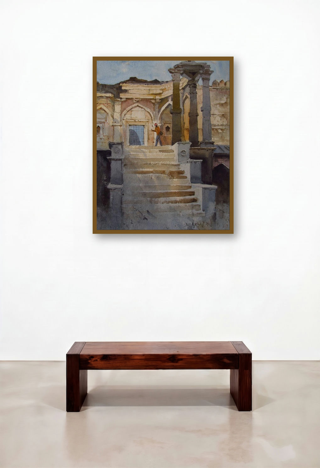 Mandu 2 (Whispers of Time) by artist Bhargavkumar Kulkarni displayed in a Designer Living Room