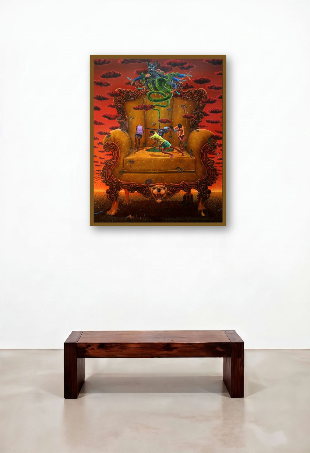 Manthan 3 (Kingdom of the Absurd) by artist Sanjay Kumar Rajpoot displayed in a Minimalist Hallway