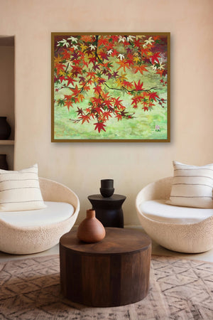 Maples In Autumn by artist Madhu Jain displayed in a Indian Art gallery