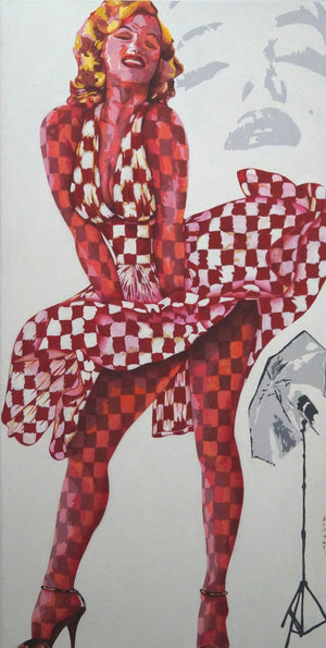 Marilyn Monroe (Marilyn in Motion) by Sonaly Gandhi, Original Acrylic Figurative Painting on Canvas, Large Vertical Wall Art