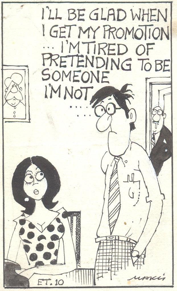 Cartoon pen ink drawing titled 'Mario Miranda Original C230', 5x3 inches, by artist Mario Miranda on Paper